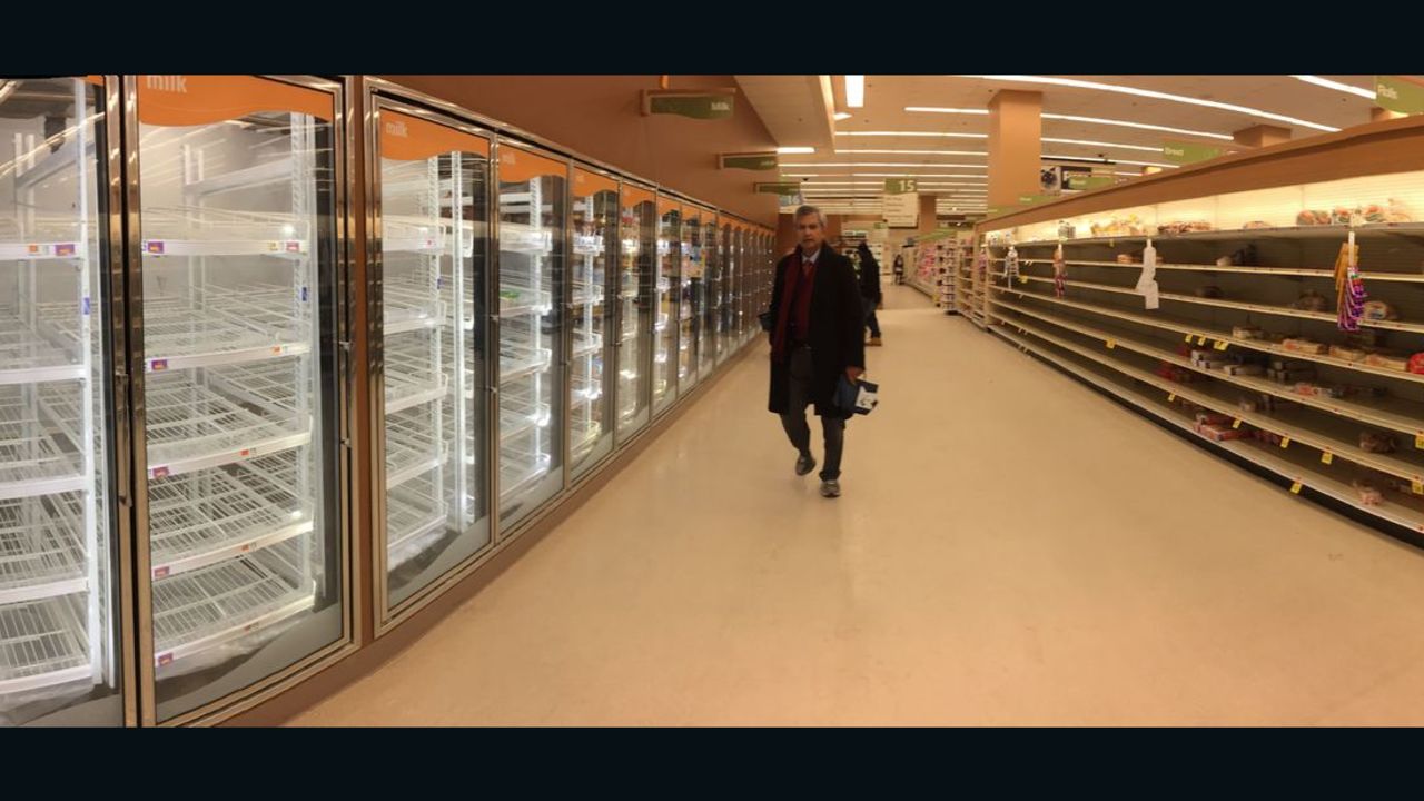 Shoppers clear the shelves at a Star Market in Boston