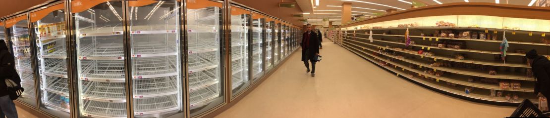 Shoppers clear the shelves at a Star Market in Boston