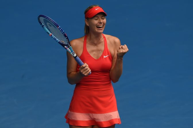 The highest-profile women's match saw Maria Sharapova take on Eugenie Bouchard. But it was no contest. Sharapova, seen here, prevailed 6-3 6-2 in the quarterfinals.