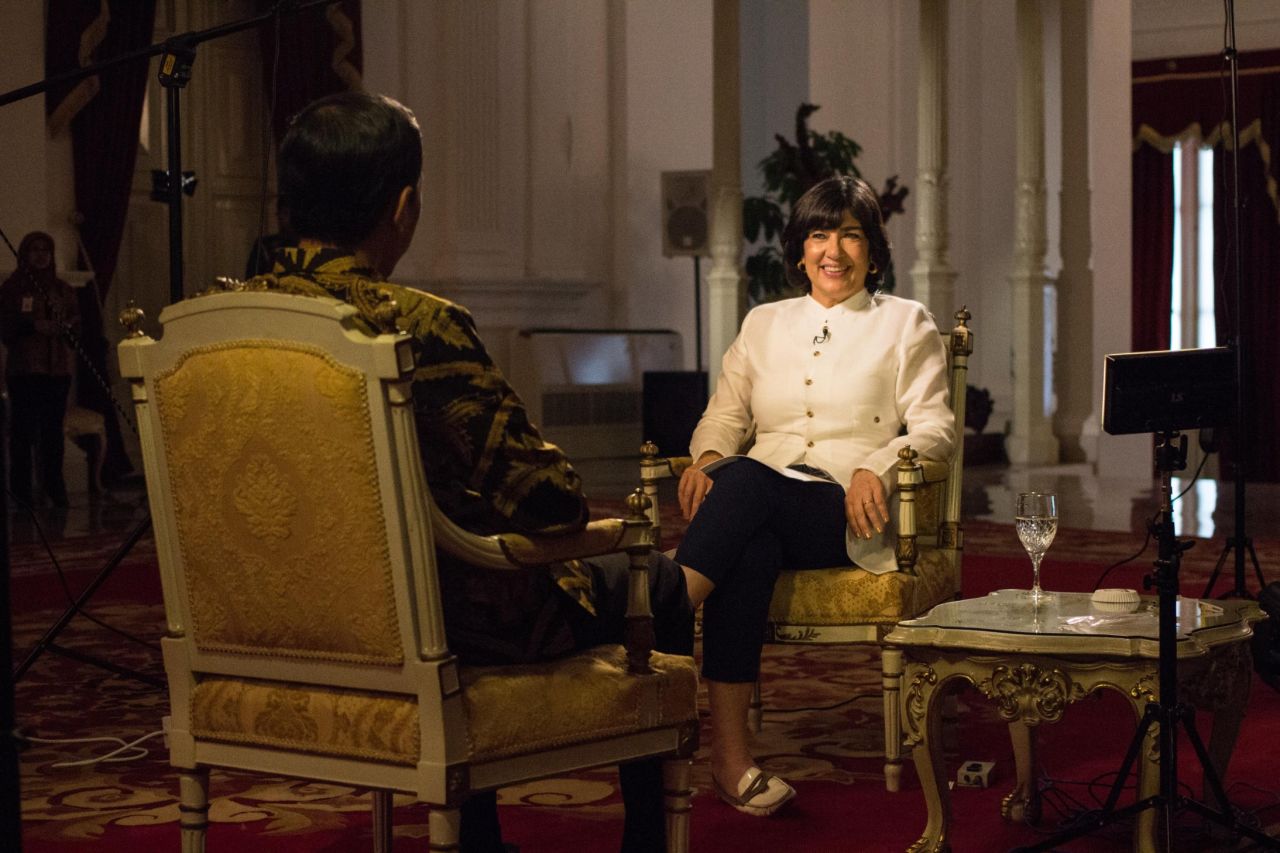 The President and Amanpour sat down for an interview at the Merdeka Presidential Palace, a vestige of the country's time as a Dutch colony.