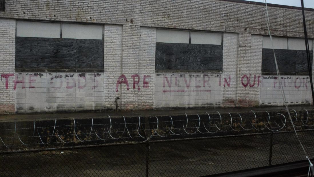 One can still see "The odds are never in our favor" spray-painted on a wall along Atlanta's Warner Avenue, as briefly seen in "Mockingjay Part 1."  