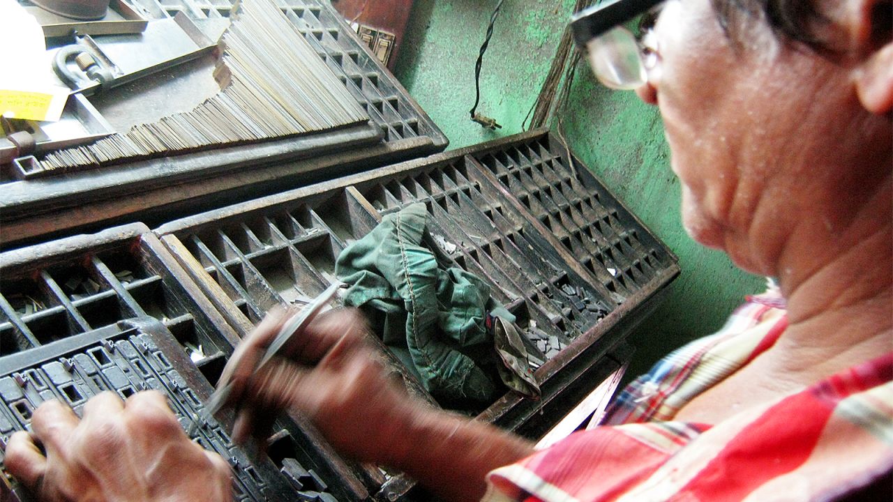 Just a handful of the old letterpress operators are left on Chitpur Road, a former center of India's printing industry. One of the better remaining examples is Bisjwanath Bag's press. Visitors can get Bag to compose a page by hand for $4.
