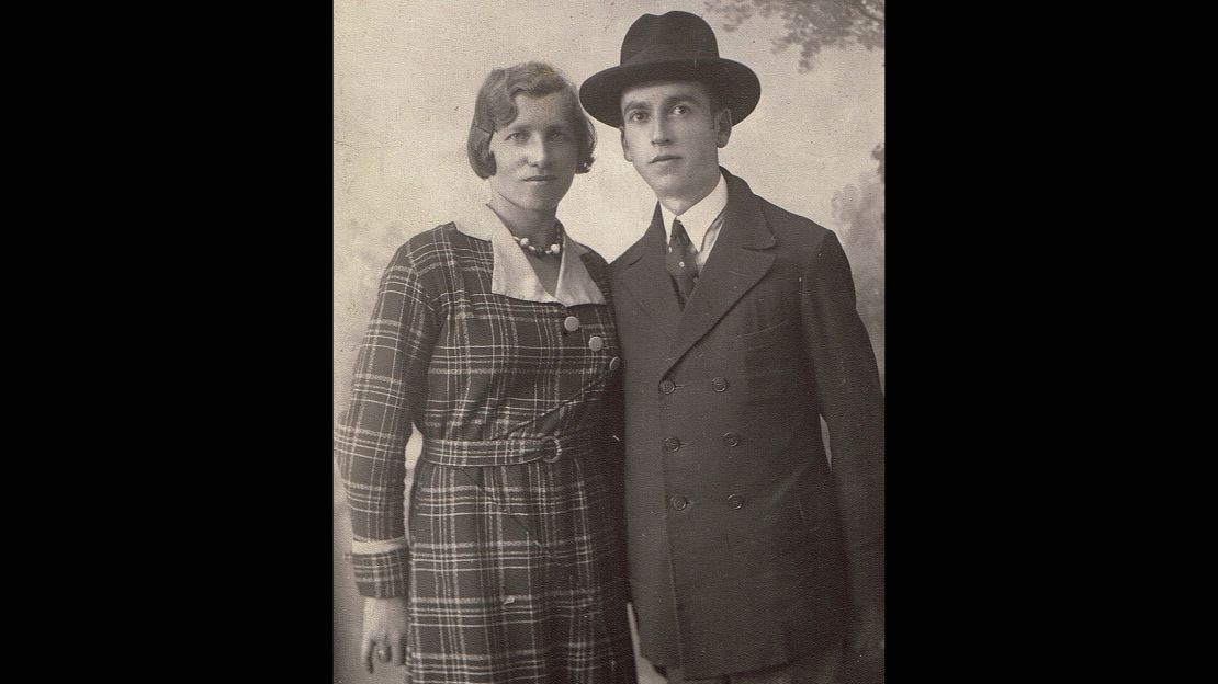 This is the only known photo of Menachem's parents. "Now I know my mother's face," he says.