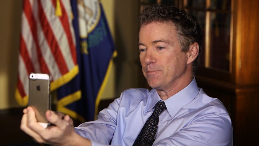 Republican Senator Rand Paul snapchats with CNN's Ashley Codianni