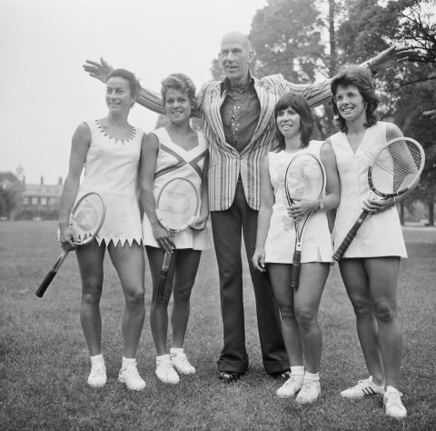 Goolagong Cawley (second from left) was part of a golden era of the women's game. Her own love of the sport starting with hitting a ball against a wall.