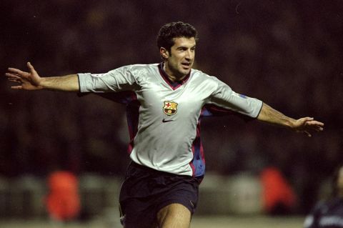 Figo began his career at Sporting Lisbon in Portugal before moving to Spanish giants Barcelona. There he won seven trophies, including back-to-back La Liga titles in 1998 and 1999, and was adored by the club's fans.