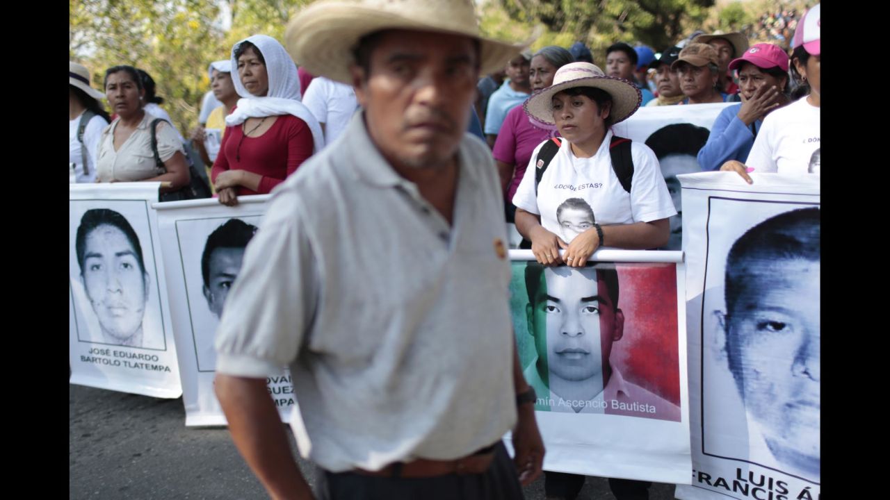 People gather during the protest in Ayutla on December 17.
