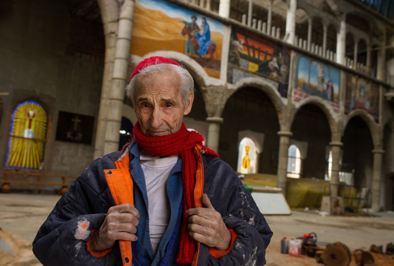 The 89-year-old Gallego has been building what is known locally as Don Justo's Cathedral, since 1963. He mainly uses recycled materials and excess items donated by local building companies.<br />