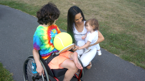 Ismini Svensson and her daughter Rafaela visit an adaptive sports camp in Connecticut.