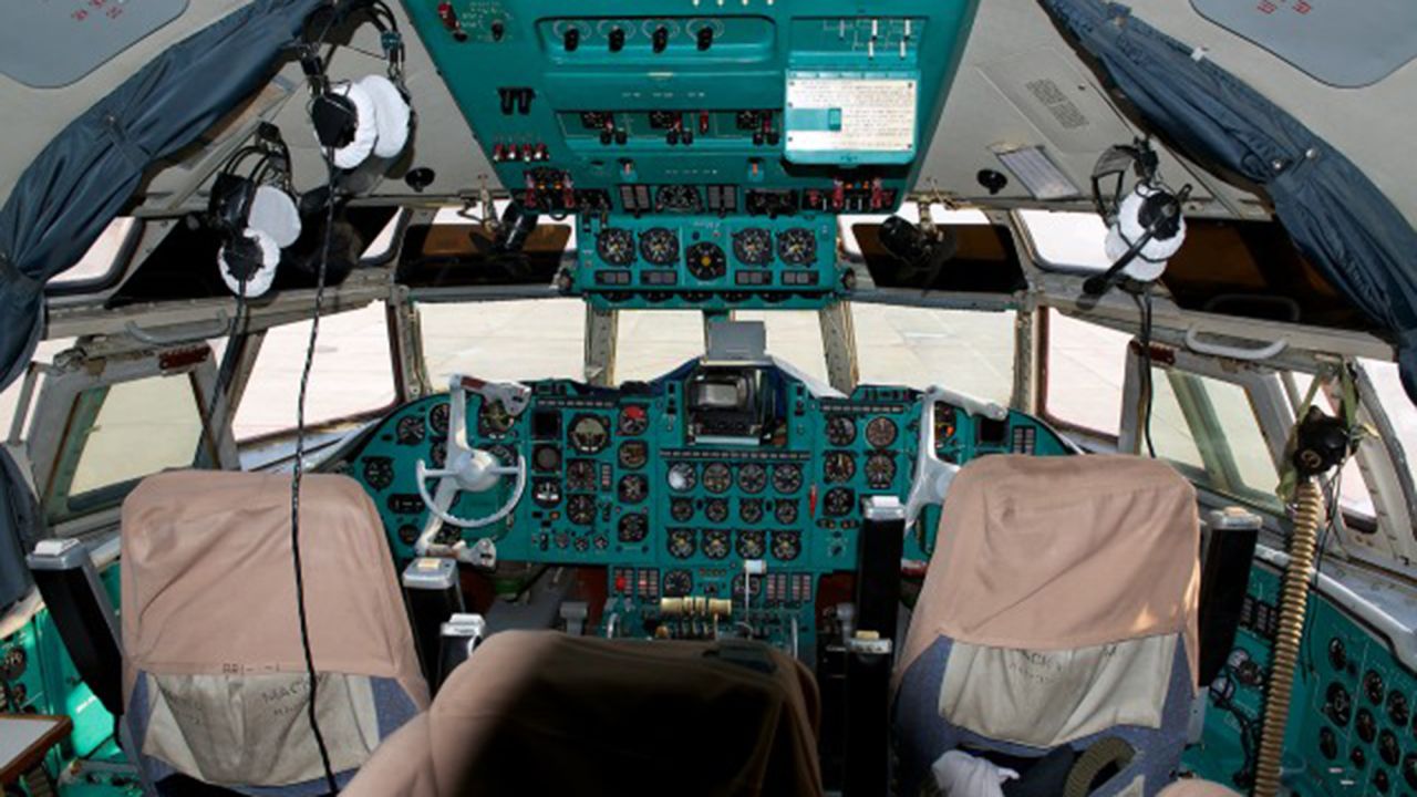 Stepping onto the IL-62's flight deck -- with its analog equipment -- was like traveling back in time to the 1980s.