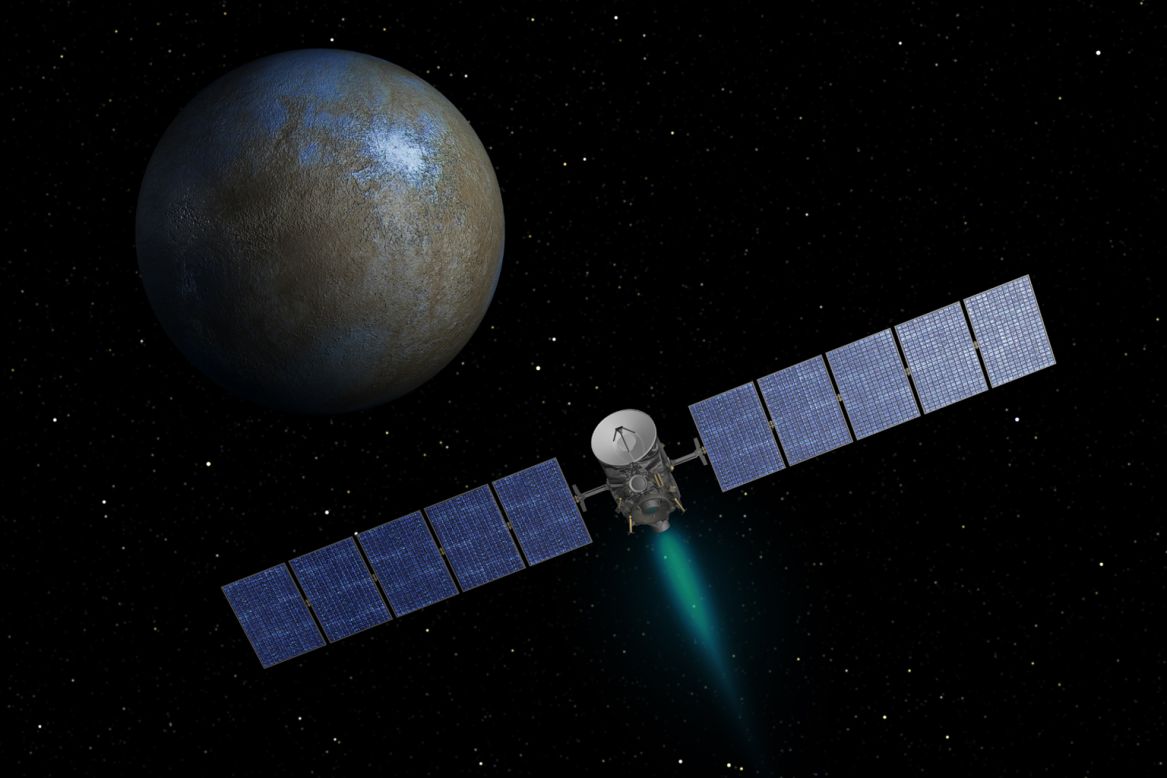 <a href="https://twitter.com/NASA_Dawn" target="_blank" target="_blank">The Dawn craft </a>was launched on September 27, 2007 and has a twofold primary mission: To travel to the asteroid belt and study two of its massive residents, Vesta and Ceres. Both objects are thought to have formed early on in the solar system's history.<br /><br />By examining these celestial bodies, scientists hope to uncover details about how the solar system came to be. It is science's way of stepping back to the beginnings of our universe and learning the processes that brought us to where we are. This artist's concept illustration depicts the spacecraft heading toward the dwarf planet Ceres. It is the only man-made object to explore one solar body, orbiting it for a year before traveling on to orbit another. <br /><br />The Dawn mission is part of <a href="http://discovery.nasa.gov/program.cfml" target="_blank" target="_blank">NASA's Discovery Program</a>, which began in 1992. In an effort to unlock the secrets of the solar system, the program has been focusing on smaller missions to complement NASA's continued planetary exploration. 