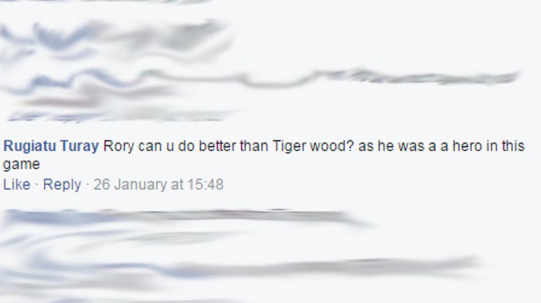 Tiger Woods facebook question