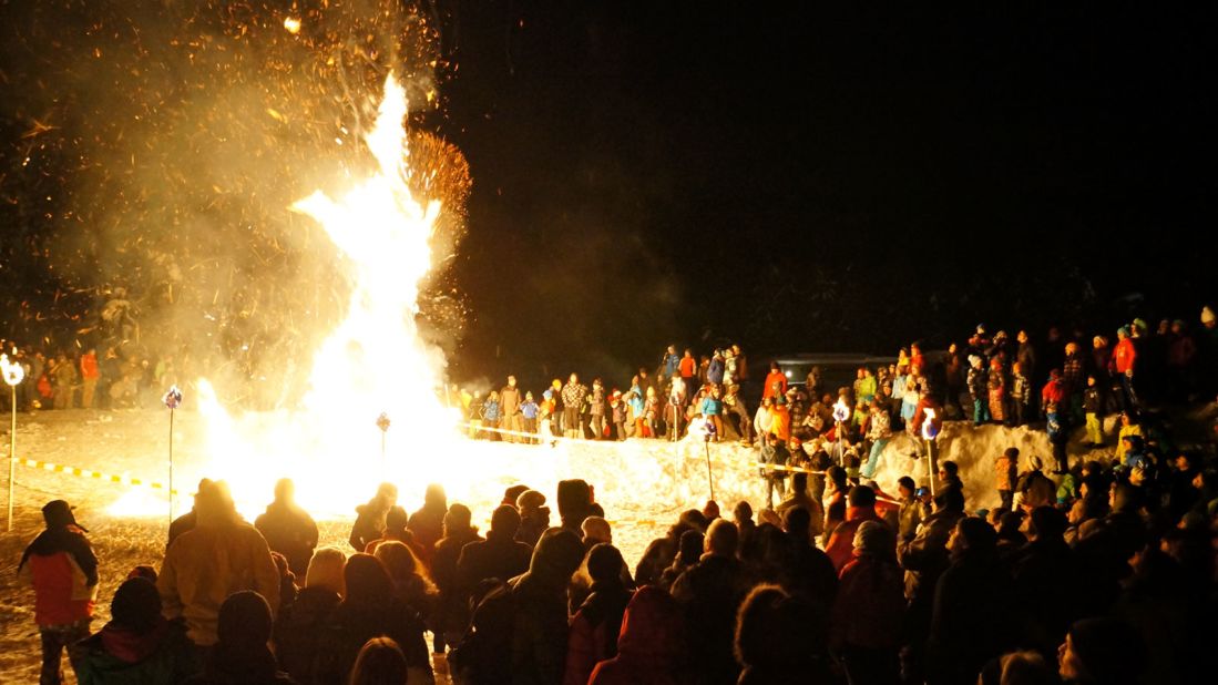 One of the most remarkable festivals in Europe, the Hom Strom, takes place in the Swiss town of Scuol. With overtones of "The Wicker Man," locals torch a giant straw effigy in the dead of winter.