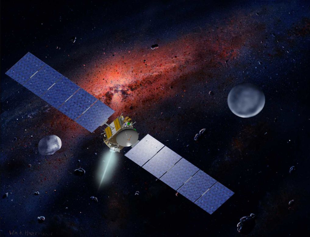 By the time Dawn, pictured in this artist concept illustration, reaches Ceres on March 6, the spacecraft will have made an epic journey of 3 billion miles (4.9 billion kilometers). We know Ceres is roughly the size of Texas in diameter and has an almost spherical exterior. And <a href="http://www.nasa.gov/mission_pages/dawn/ceresvesta/index.html#.VMph7WisW6U" target="_blank" target="_blank">according to NASA</a>, astronomers believe water ice may be buried under the dust-covered surface. Little else is known at present.<br /><br />"Ceres is almost a complete mystery to us," <a href="http://www.nasa.gov/jpl/dawn/dawn-spacecraft-begins-approach-to-dwarf-planet-ceres/#.VMo28WisW6W" target="_blank" target="_blank">said Christopher Russell, principal investigator for the Dawn mission</a>. "Ceres, unlike Vesta, has no meteorites linked to it to help reveal its secrets. All we can predict with confidence is that we will be surprised."