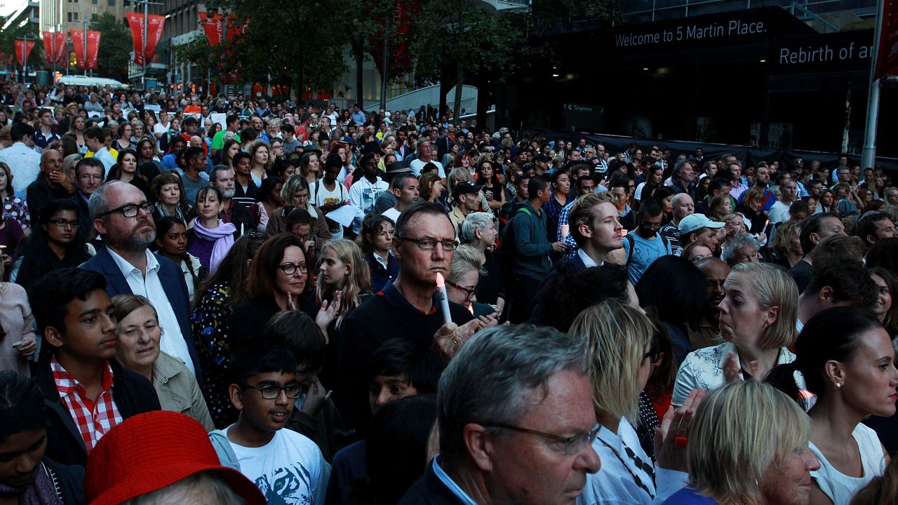 Hundreds of people attend a candlelight vigil in Sydney's Martin Place to call for mercy for Australians Myuran Sukumaran and Andrew Chan, January 29, 2015.