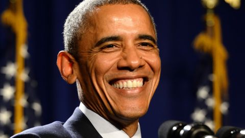 President Barack Obama cracked jokes in Philadelphia on Thursday.