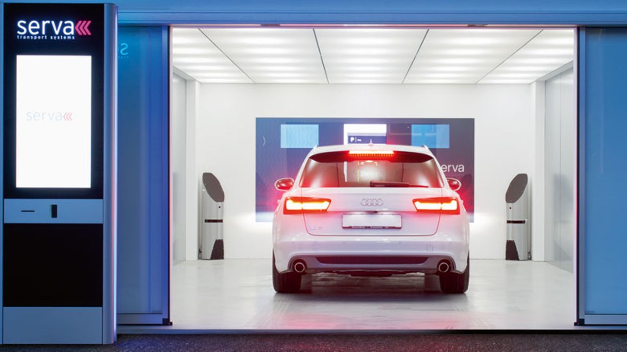 The company claims that its space-saving system -- which uses lasers and sensors to measure not just the height and width of the cars but accessories such as wing mirrors and fenders -- can park 60% more cars than a human driver.