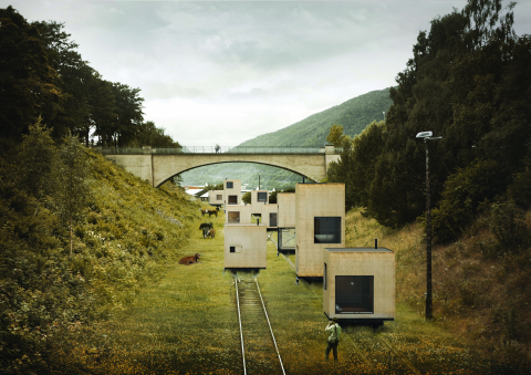 Los arquitectos suecos Jägnefält Milton propusieron transformar la ciudad de Åndalsnes, Noruega al montar edificios sobre rieles.