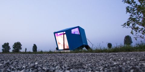The <a href="http://www.dezeen.com/2012/08/09/hypercubus-by-wg3/" target="_blank" target="_blank">Hypercubus</a> is a mobile 2-person hotel room which can be dropped off at music festivals or outdoor events, and provide warm, secure accommodation with a toilet and sink.