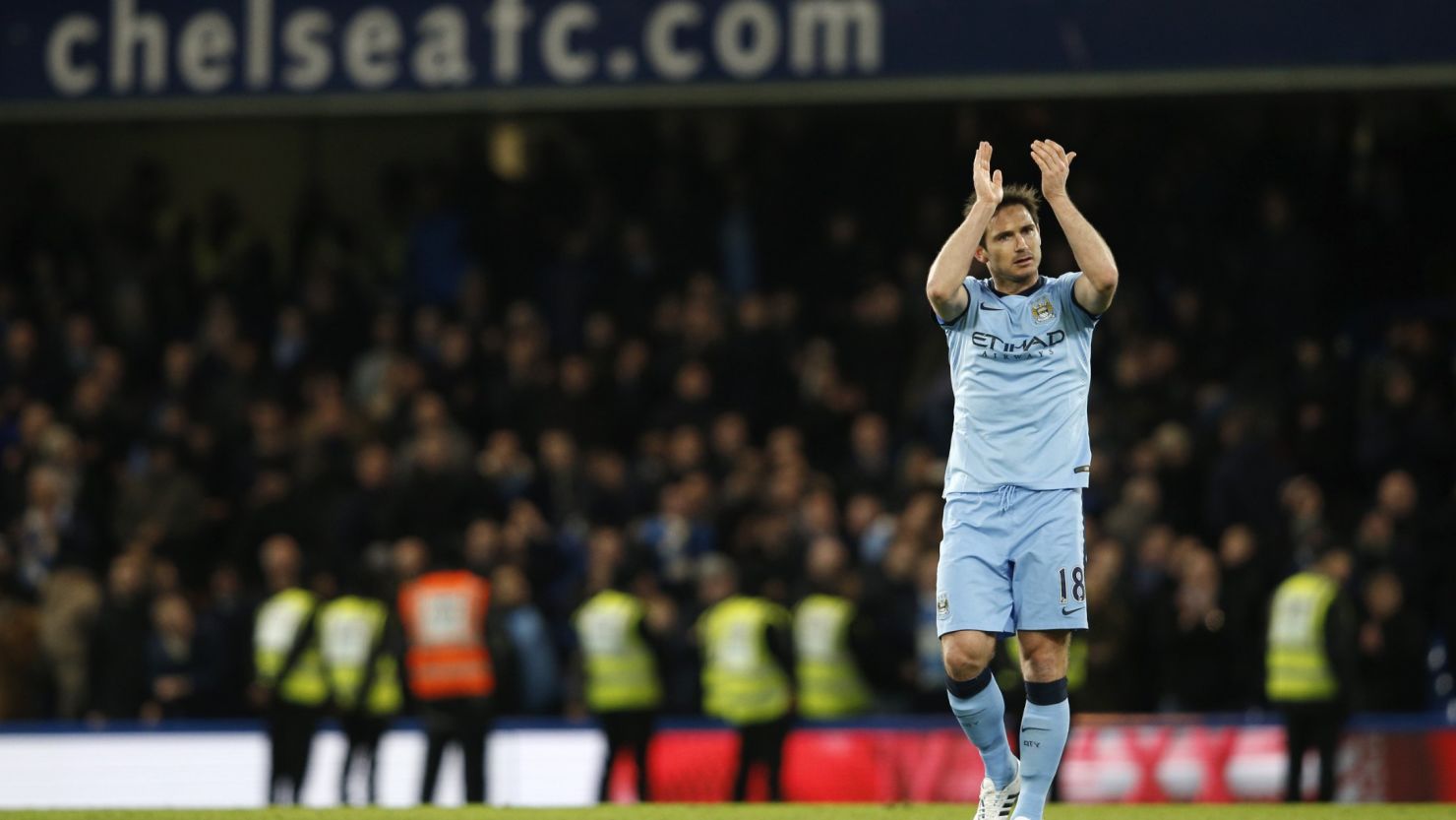 Former Chelsea player Frank Lampard was a late substitute for Manchester City. 