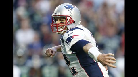 Brady pumps his fist after the touchdown pass to LaFell.