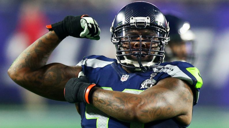Seattle's Tony McDaniel celebrates a defensive stop.