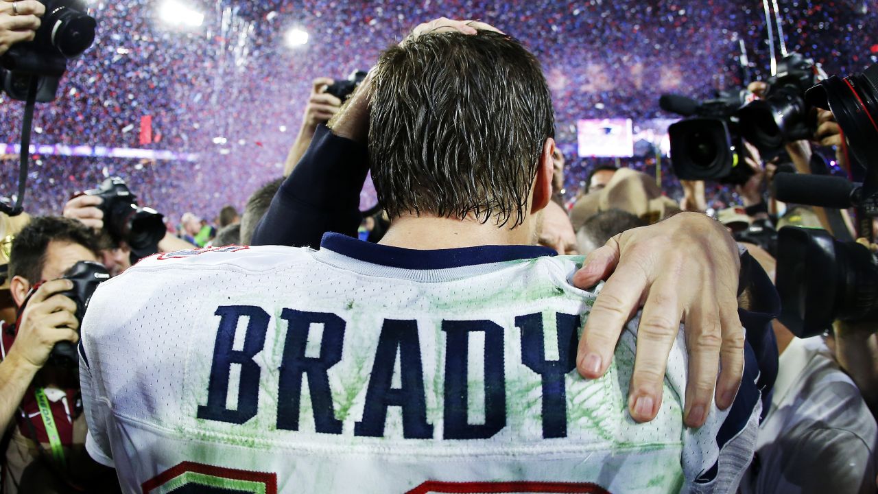 Brady was named the game's Most Valuable Player after throwing for 328 yards and four touchdowns.