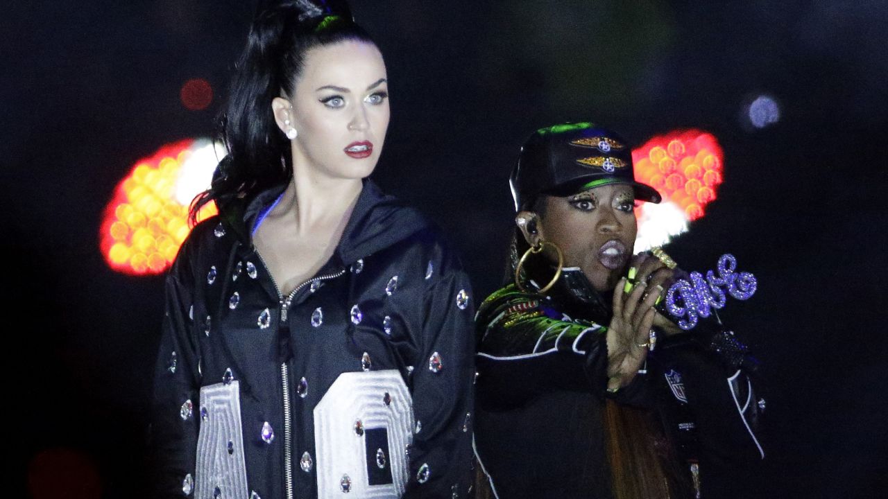Perry and rapper Missy Elliott perform together. Eliott's songs included "Work It" and "Get Ur Freak On."