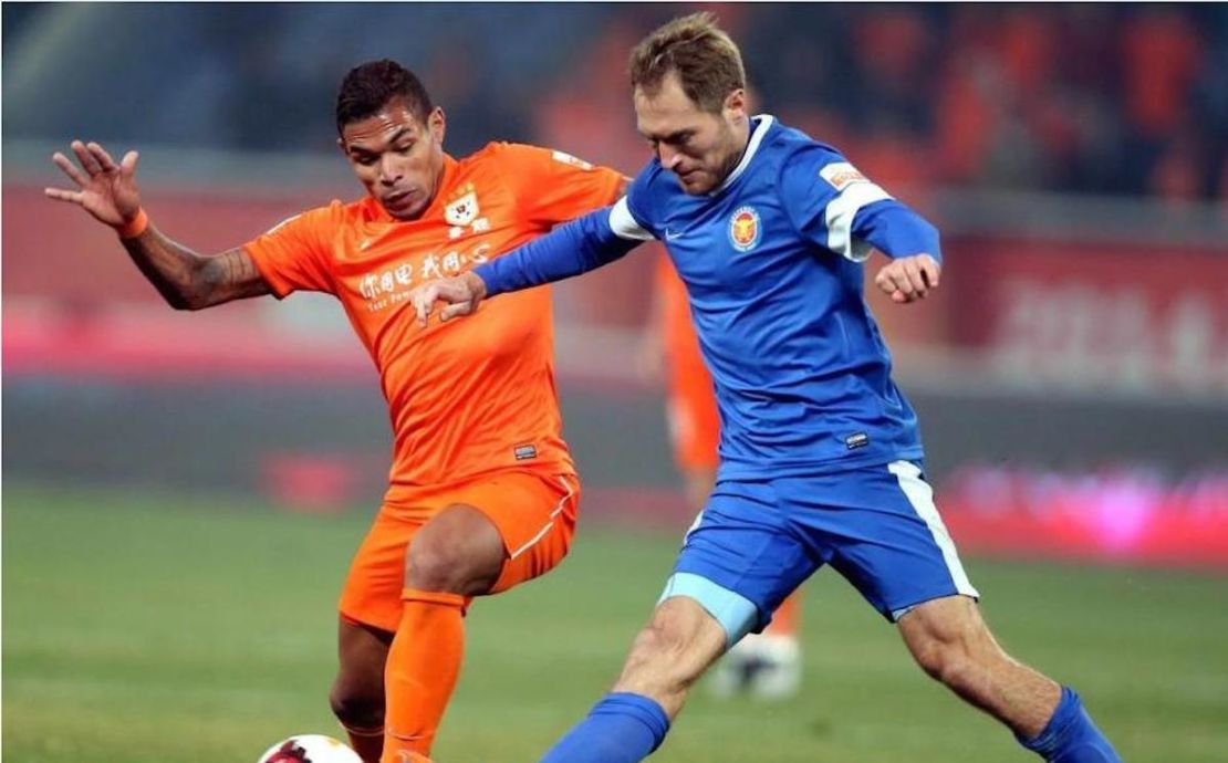Adam Hughes in action for his Chinese Super League club, Harbin Yiteng F.C.