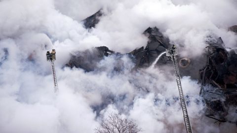 The fire caused part of the roof to collapse at one of Russia's largest public libraries.