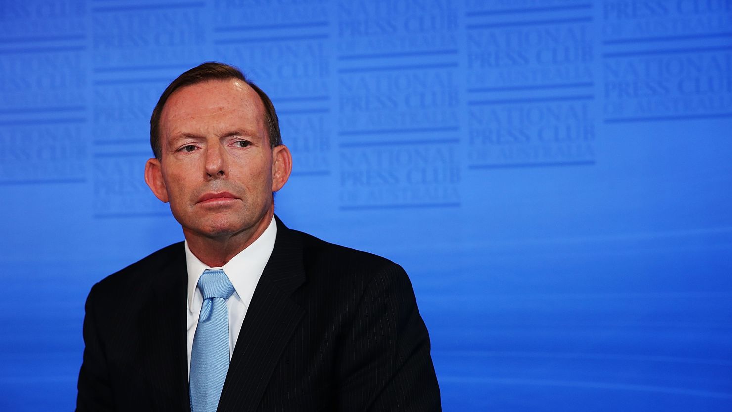 Prime Minister Tony Abbott prepares to speak at the National Press Club on February 2, 2015 in Canberra.