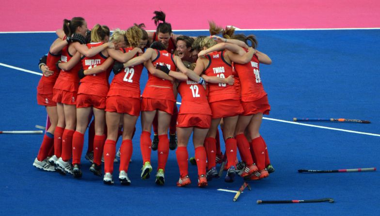 Britain's hockey team take a different approach to menstruation, taking it into consideration during training. Player Hannah Macleod (pictured center) told the BBC that team members would email their period cycle dates to their coach -- who would then tailor exercise accordingly. 