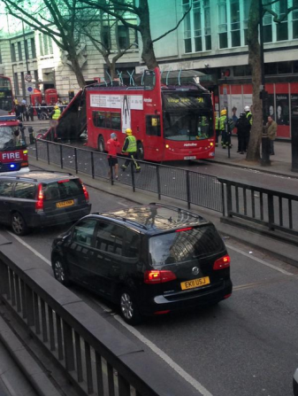 "Five people have been treated by the London Ambulance Service for minor injuries and two of them have been taken to hospital," said London Fire Brigade Station Manager Gary Squires. 