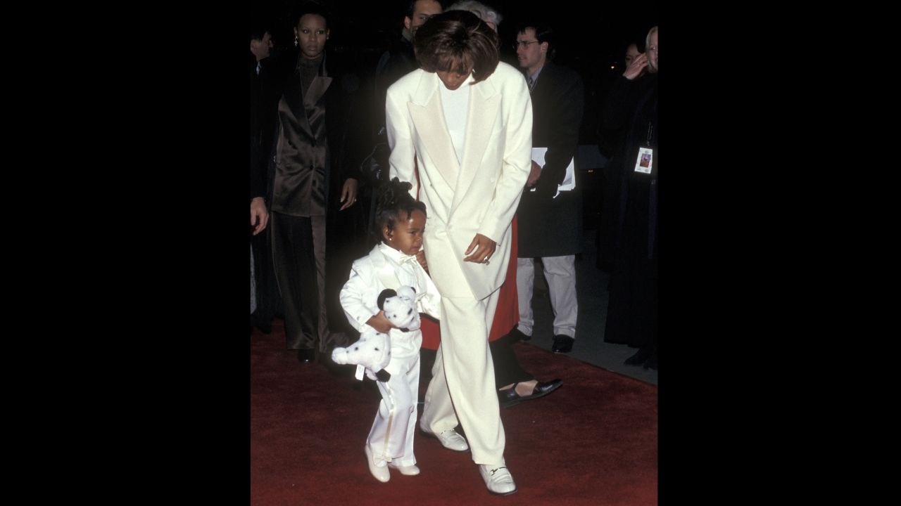 Bobbi Kristina, 3, accompanies her mother to the premiere of "The Preacher's Wife" in 1996.