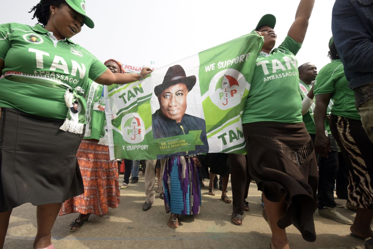 Supporters of president Jonathan say the mild-mannered academic, who is the son of a canoe-carver, deserves another term in office. His late father, Lawrence, was quoted as saying that he "called him Goodluck because although life was hard for me when he was born, I had this feeling that this boy would bring me good luck."