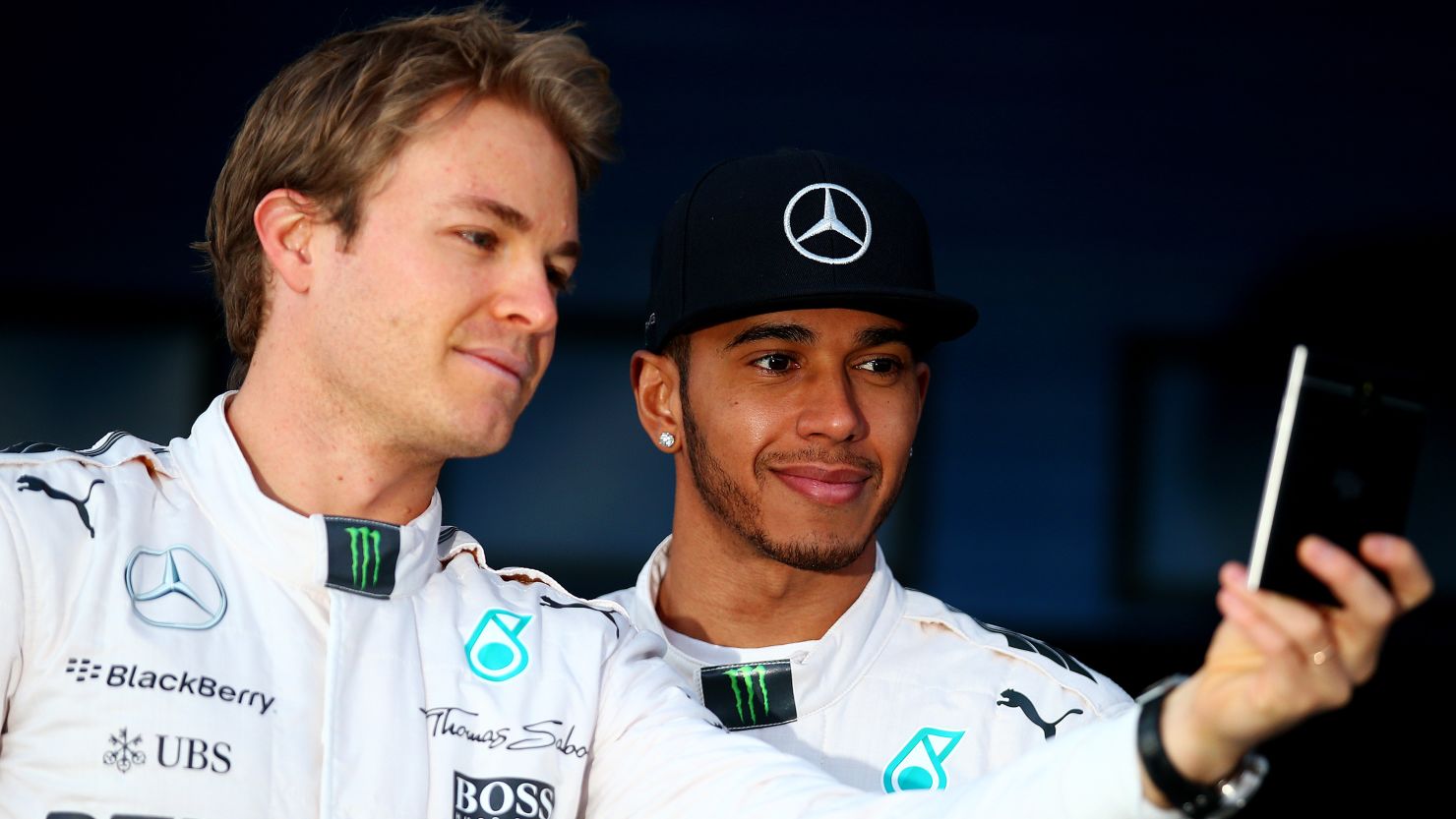 Mercedes' teammates Nico Rosberg (L) and Lewis Hamilton will renew their rivalry in the 2015 F1 season
