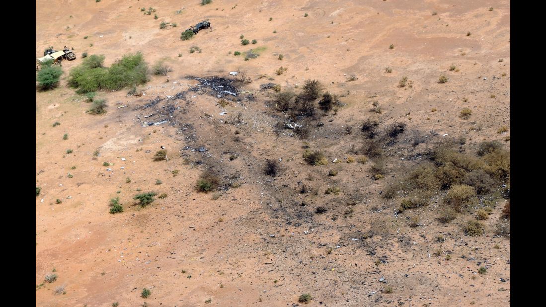 The crash site of Air Algerie Flight AH 5017 in Mali is visible from above on July 26, 2014. <a href="http://www.cnn.com/2014/07/25/world/africa/air-algerie-crash/">After the crash, French President François Hollande</a> said the jet was found in a "disintegrated state." He said there were no survivors.