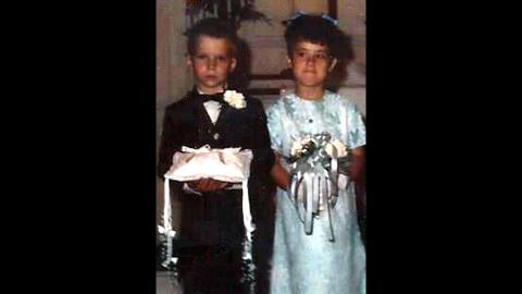 Raymond Heiber and Helen Klinger first walked down the aisle as ring bearer and flower girl 45 years ago, when his uncle married her sister.