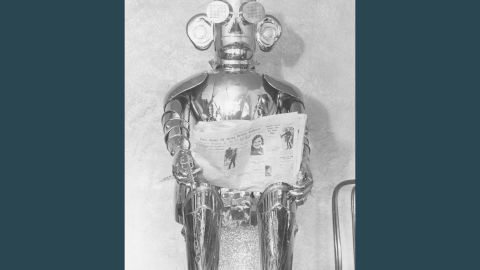 This "mechanical man" was called Alpha and it was built in 1932. He could talk, sing, whistle (for half an hour), laugh, carry on a conversation, tell the time and date, fire a revolver and read the small print of a newspaper.