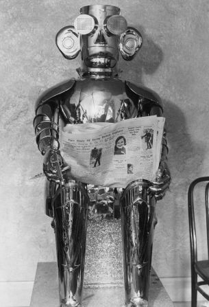This "mechanical man" was called Alpha and it was built in 1932. He could talk, sing, whistle (for half an hour), laugh, carry on a conversation, tell the time and date, fire a revolver and read the small print of a newspaper. 