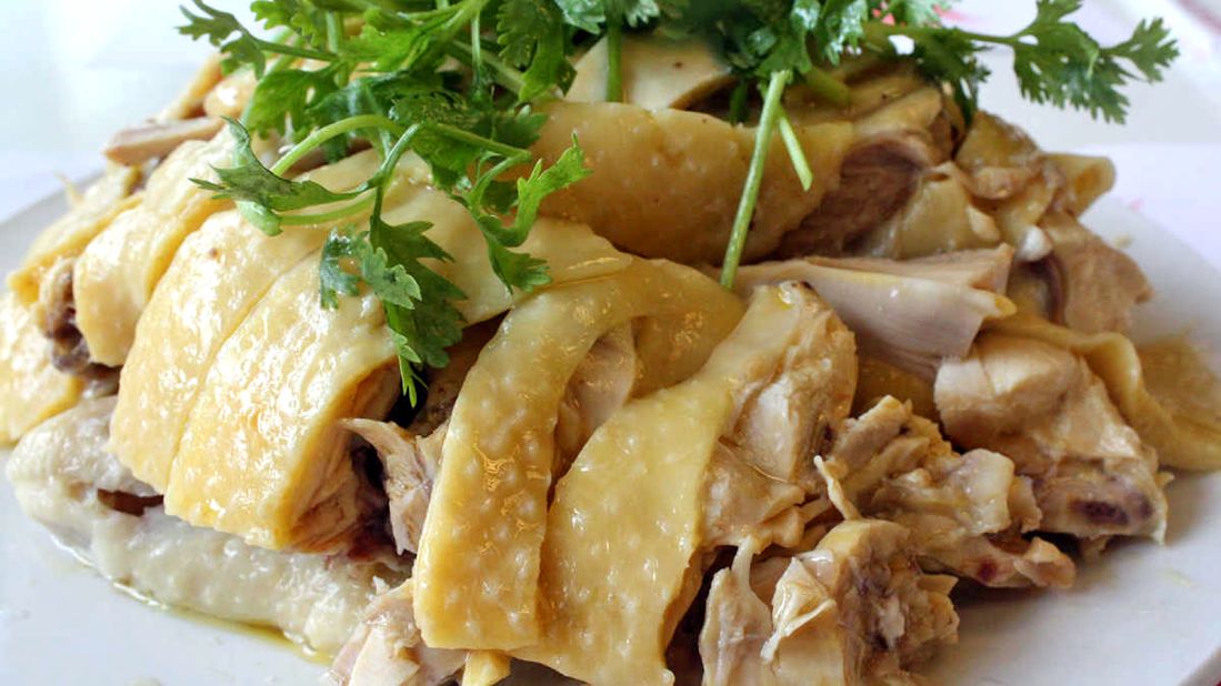 In China, meat attached to the bones is considered the best. The spring chicken is boiled until tender, then chopped up and served with dipping sauce.
