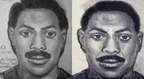 Composite sketches of the younger suspect from 1990 (left), and what police think he would have looked like in 2005.
