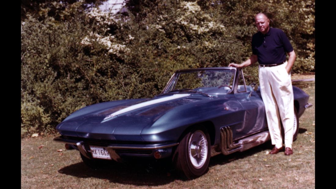 The father of the iconic Corvette, General Motors car designer Harley Earl, stands next to his personal custom model, a 1963 Sting Ray convertible with chrome side-pipes. GM describes the Corvette as the "world's longest-running, continuously produced passenger car." Experts call it the most collected car in America. Click through the gallery for more Earl family snapshots. 