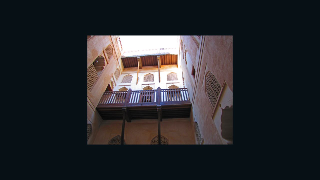 View from the palatial interior courtyard of the Jabreen Castle, built in the 17th century.