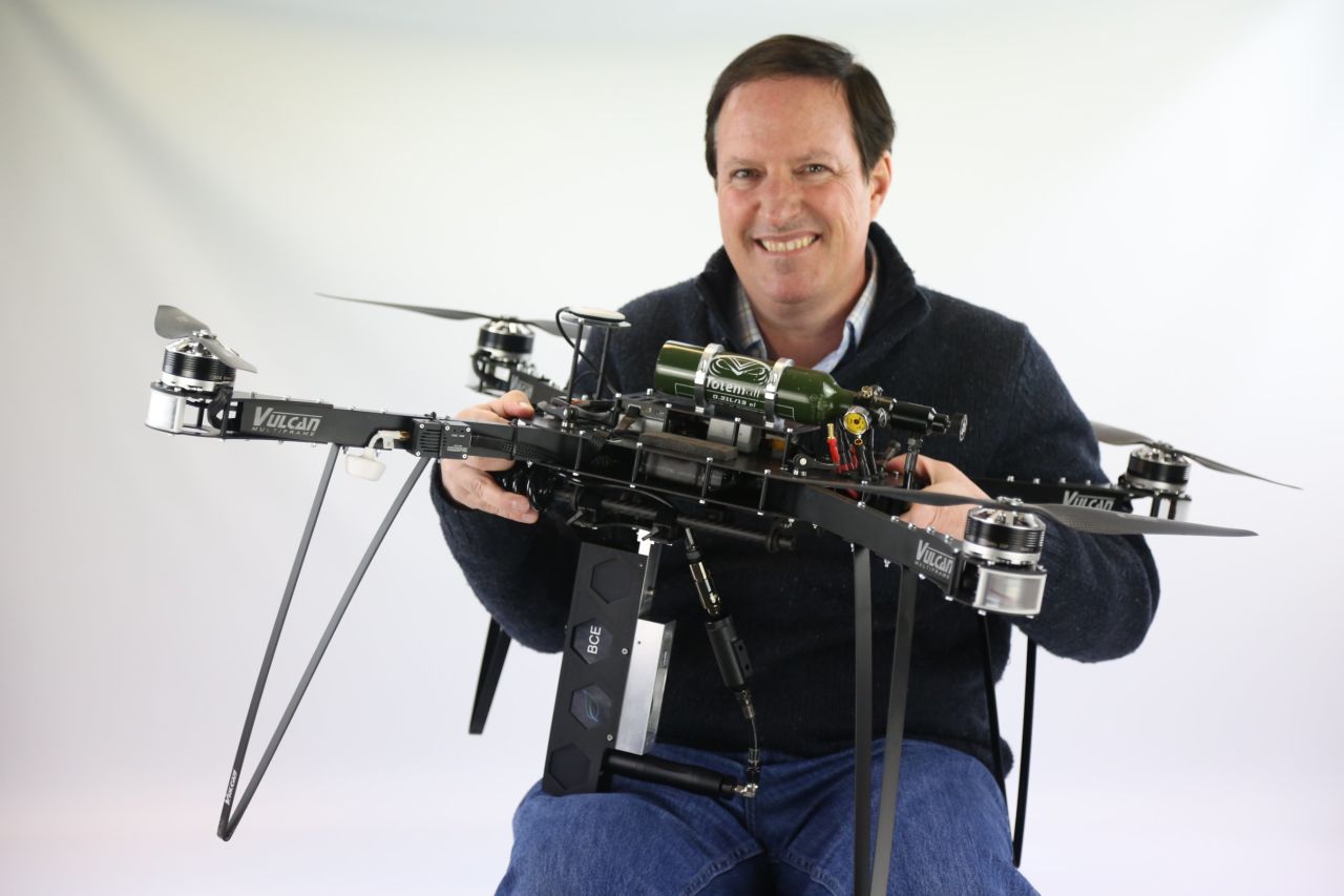The entry by BioCarbon Engineering, seen here with team lead Lauren Fletcher, set itself the ambitious task of planting one billion trees a year to counter deforestation. The system utilizes two drones; the first maps the topology, soil types, nutrient and moisture levels, drawing up an optimal planting route. The second drone follows that path, firing pre-germinated seed pods into the ground from a height of two meters. Seeds are encased in a nutrient-rich gel to increase the chances of growth, which also acts as a shock absorber upon impact.