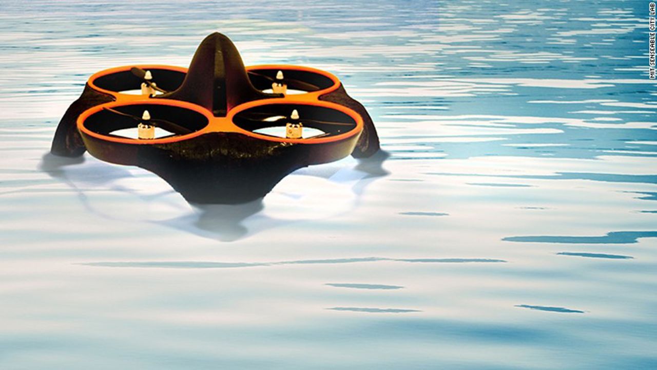 The Waterfly drone operates in a team to scan lakes and rivers for traces of cyanobacteria, harmful to both humans and wildlife. The drone, created by a team of MIT researchers, first identifies certain colors on the water via spectral analysis, before lowering itself onto the surface to collect a sample. This is scanned by the drone before the analytic data is uploaded to the web automatically.