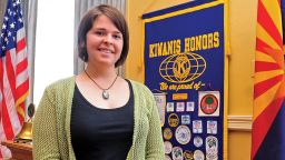 Kayla Mueller, working for Support to Life in Turkey, spoke to the Prescott Kiwanis Club in Prescott, Arizona, on May 30, 2013, about the situation in Syria and efforts to build a second camp for Syrian refugees in Turkey.