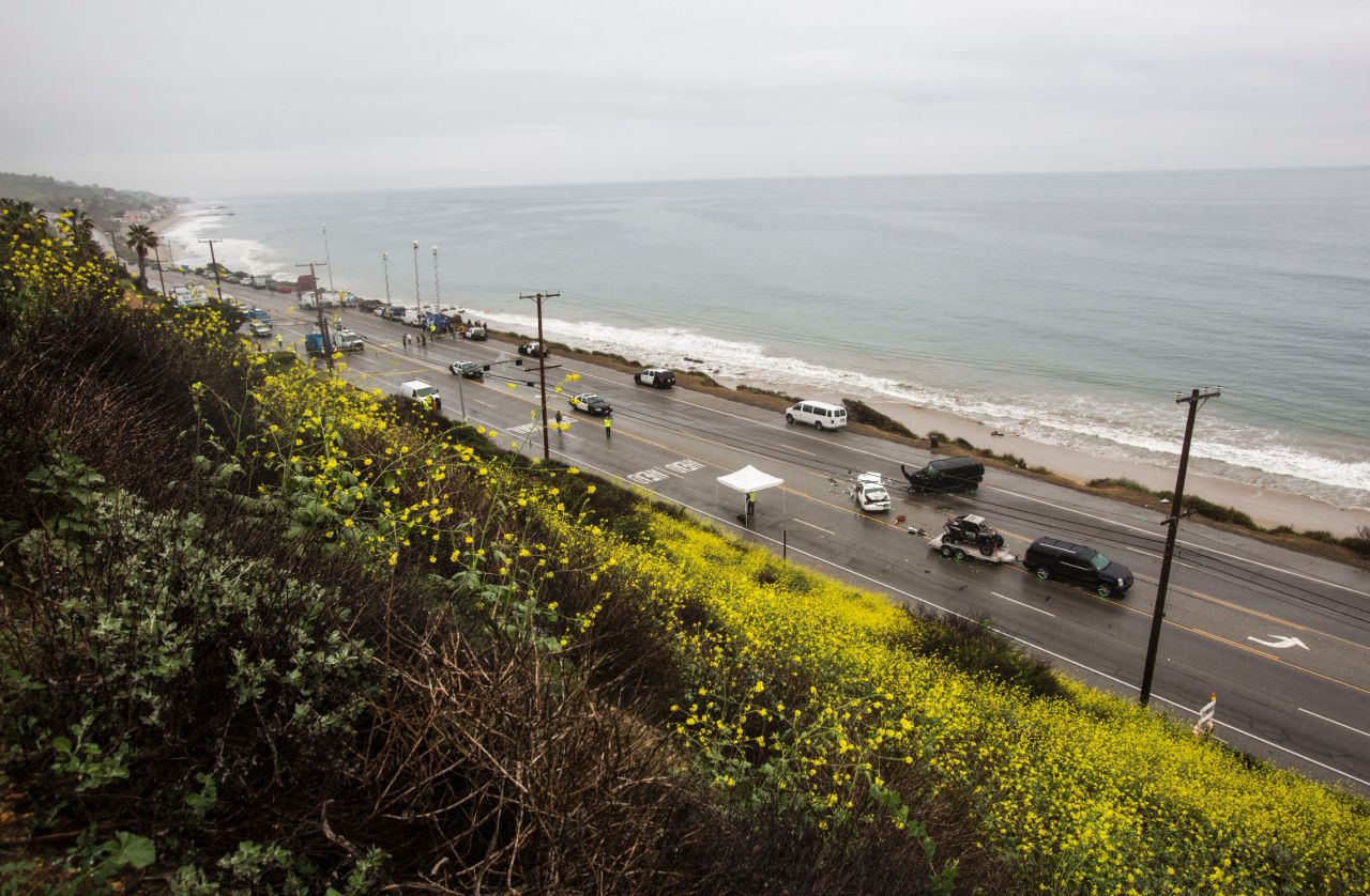 The accident closed a stretch of Pacific Coast Highway in Malibu. 