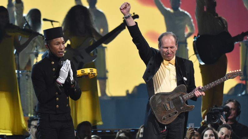 Pharrell Williams and Hans Zimmer perform "Happy."