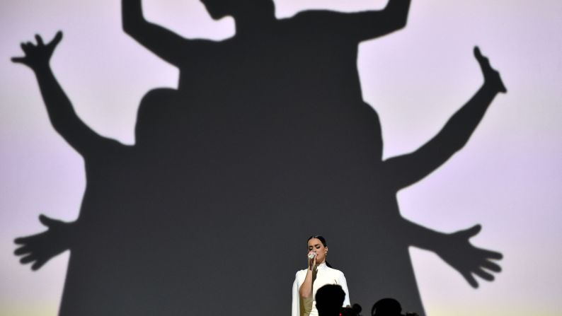 Katy Perry sings "By the Grace of God."